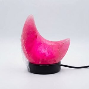 Handcrafted Himalayan Pink Salt Crescent Moon LED Table Lamp