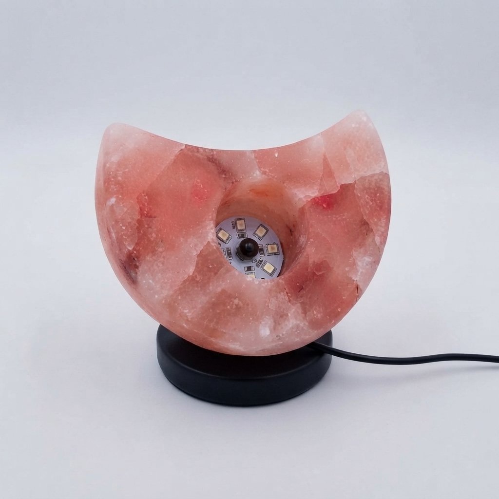 Handcrafted Himalayan Pink Salt Crescent Moon LED Table Lamp - Image 4