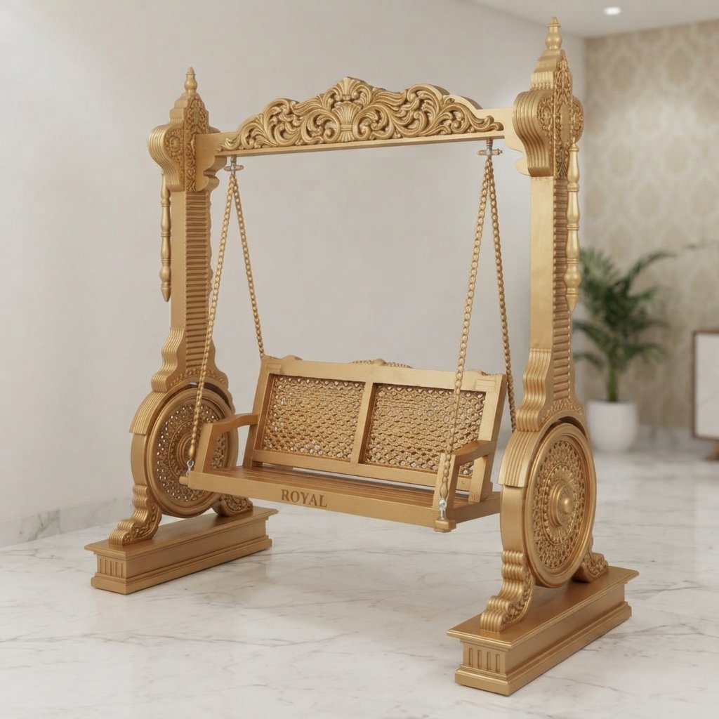 Royal Carved Wooden Indoor Swing - Image 3