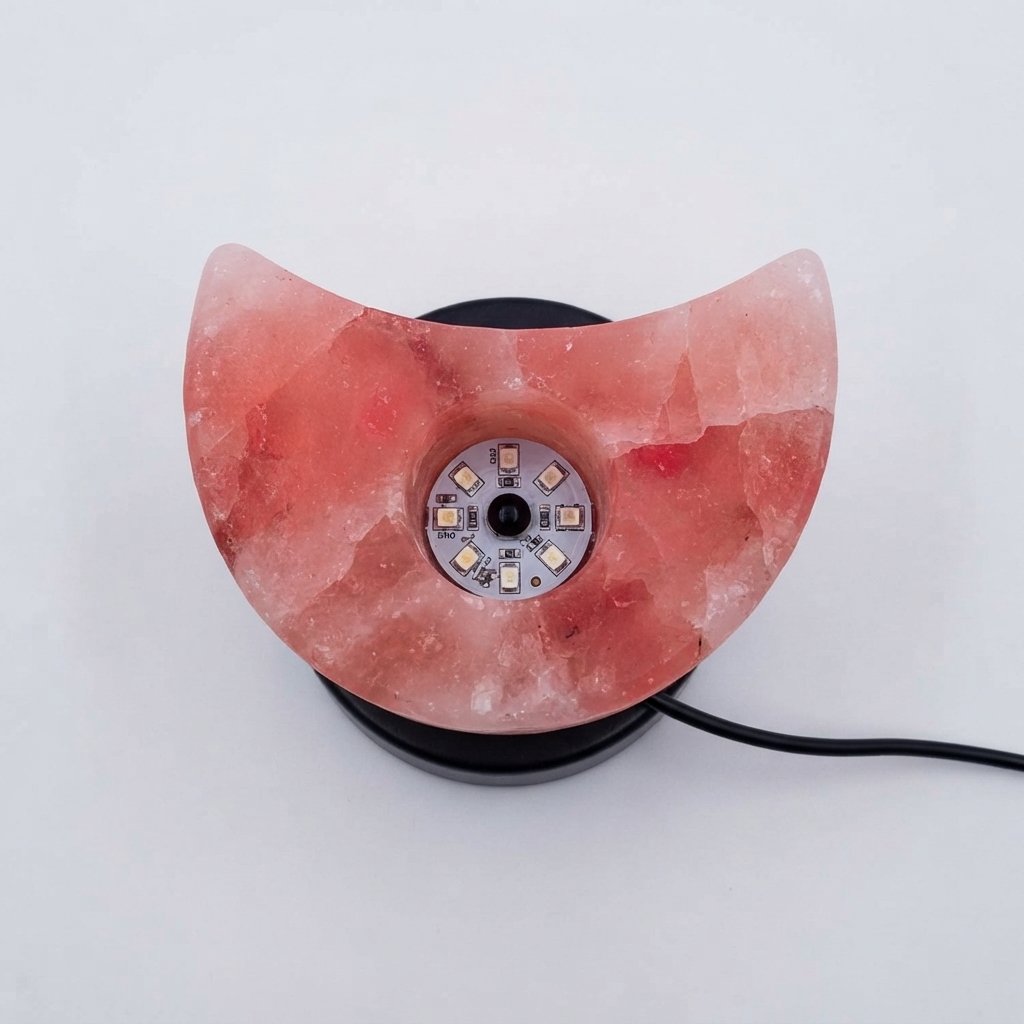 Handcrafted Himalayan Pink Salt Crescent Moon LED Table Lamp - Image 3