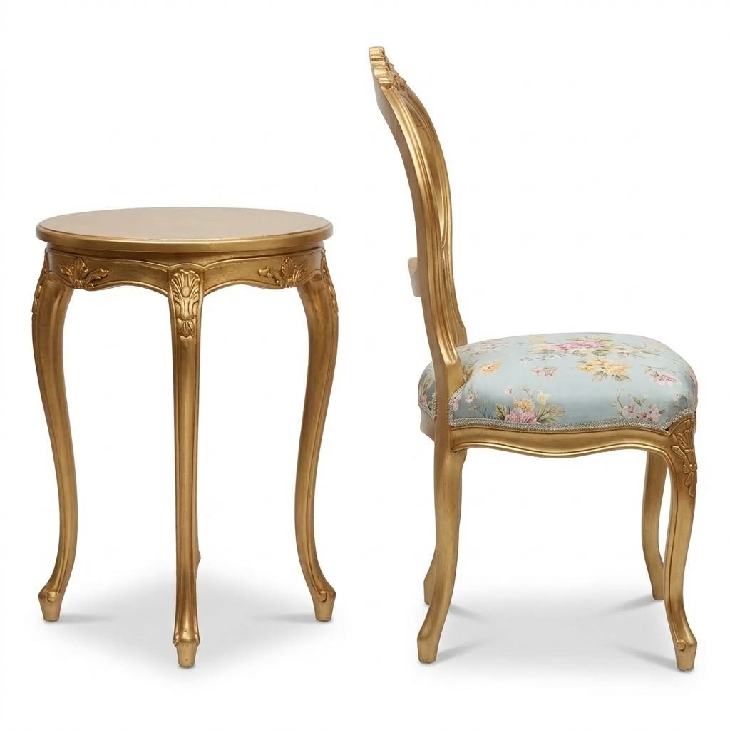 Classic Wooden Side Table and Chair Set - Image 4