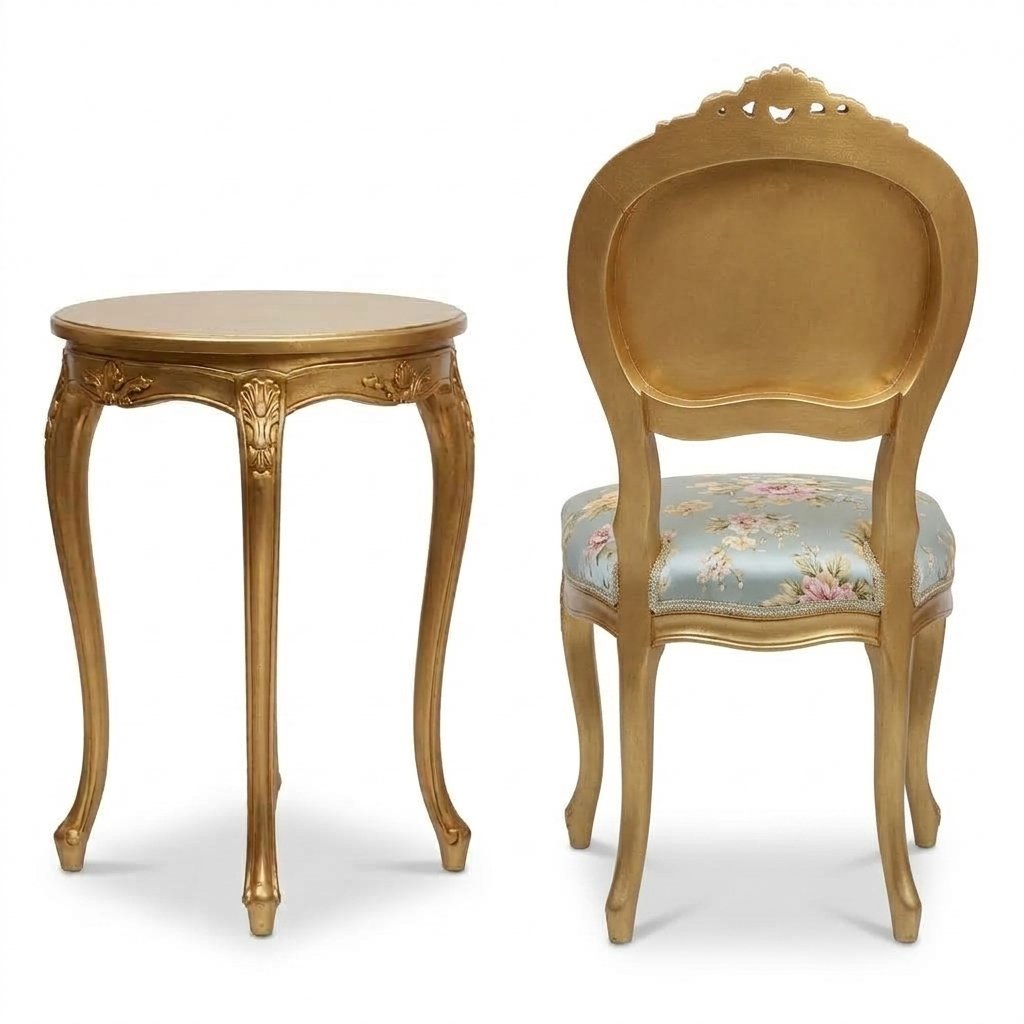 Classic Wooden Side Table and Chair Set - Image 3