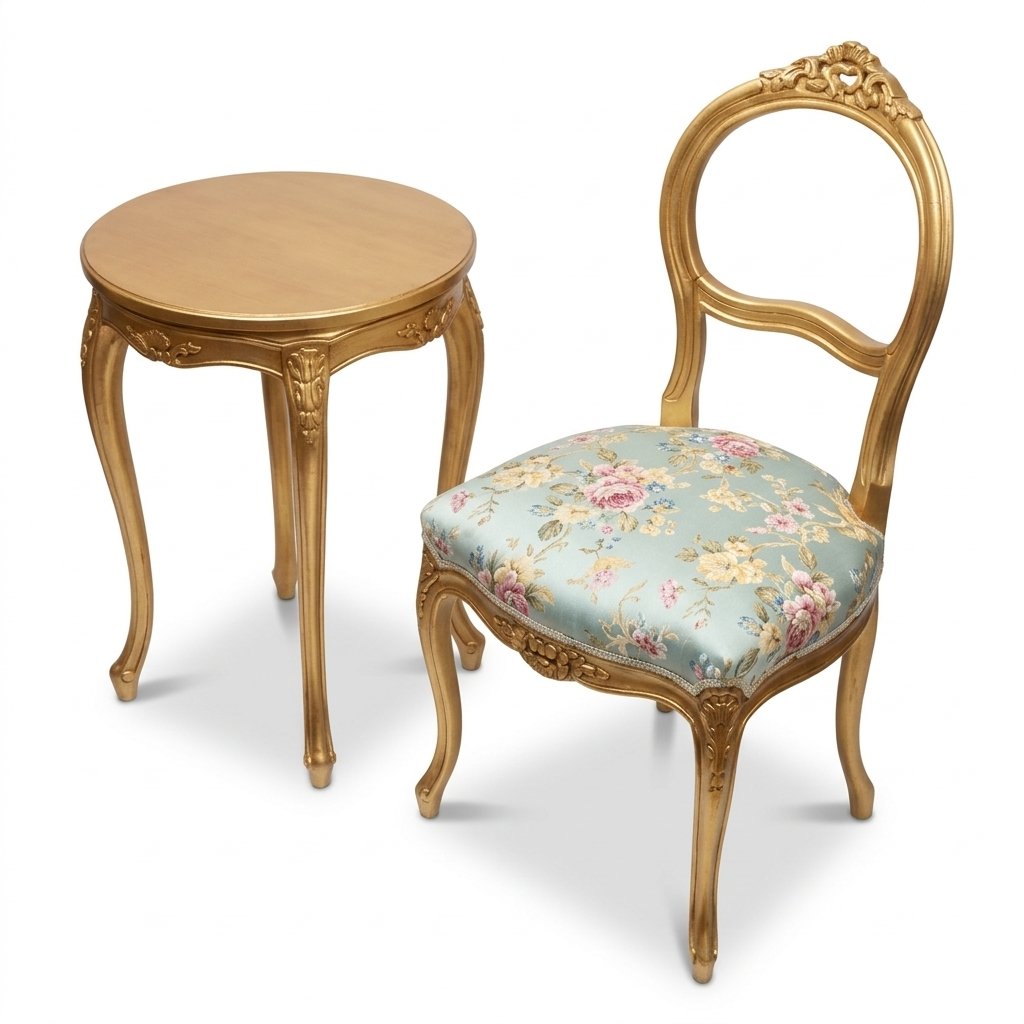 Classic Wooden Side Table and Chair Set - Image 2