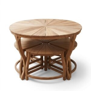 Round Folding Wooden Dining Table