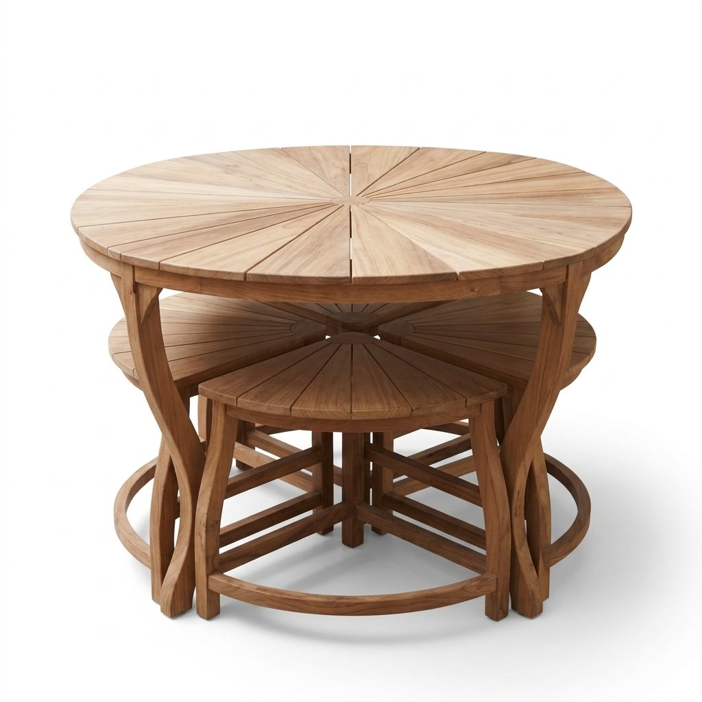 Round Folding Wooden Dining Table