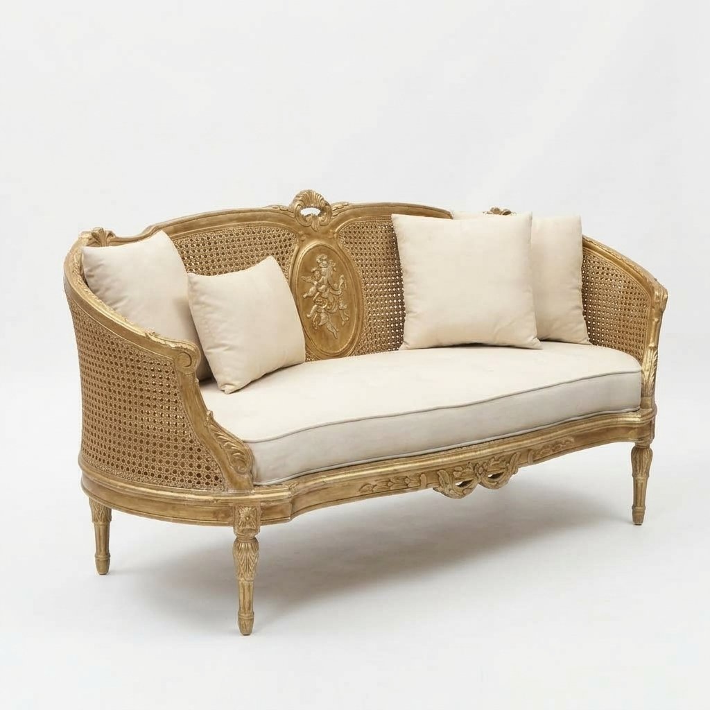 Classic Gold & Ivory Luxury Sofa - Image 2