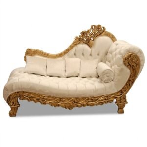 Ivory Gold Royal Chaise Sofa